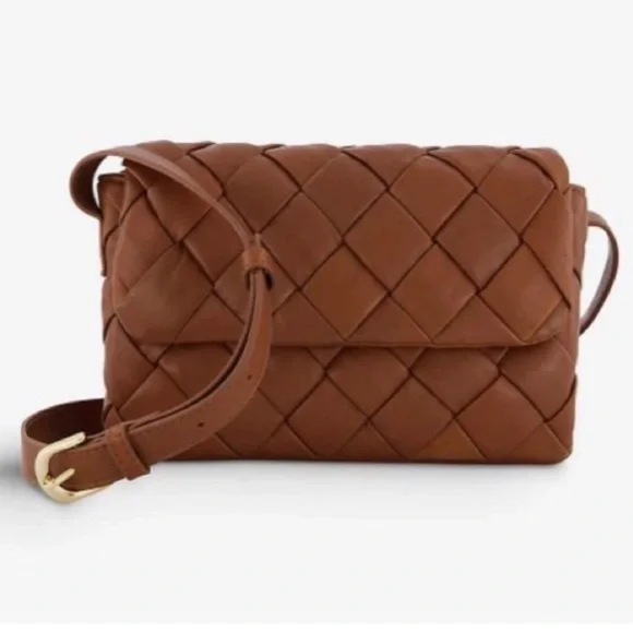 DUNE LONDON Woven Brown Leather Crossbody Bag - Picture 1 of 14